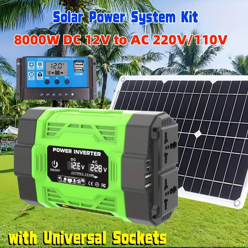 Renewable Energy Kit - 8000W zonne-energiesysteemkit 12V naar AC 220V/110V