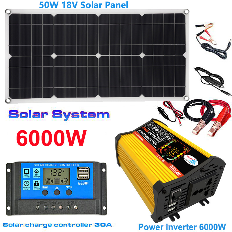 Renewable Energy Kit - 110V/220V Zonnepaneelsysteem 50W 18V Zonnepaneel +
